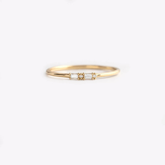 Morse Code Ring, Yellow Gold - Letter "C"