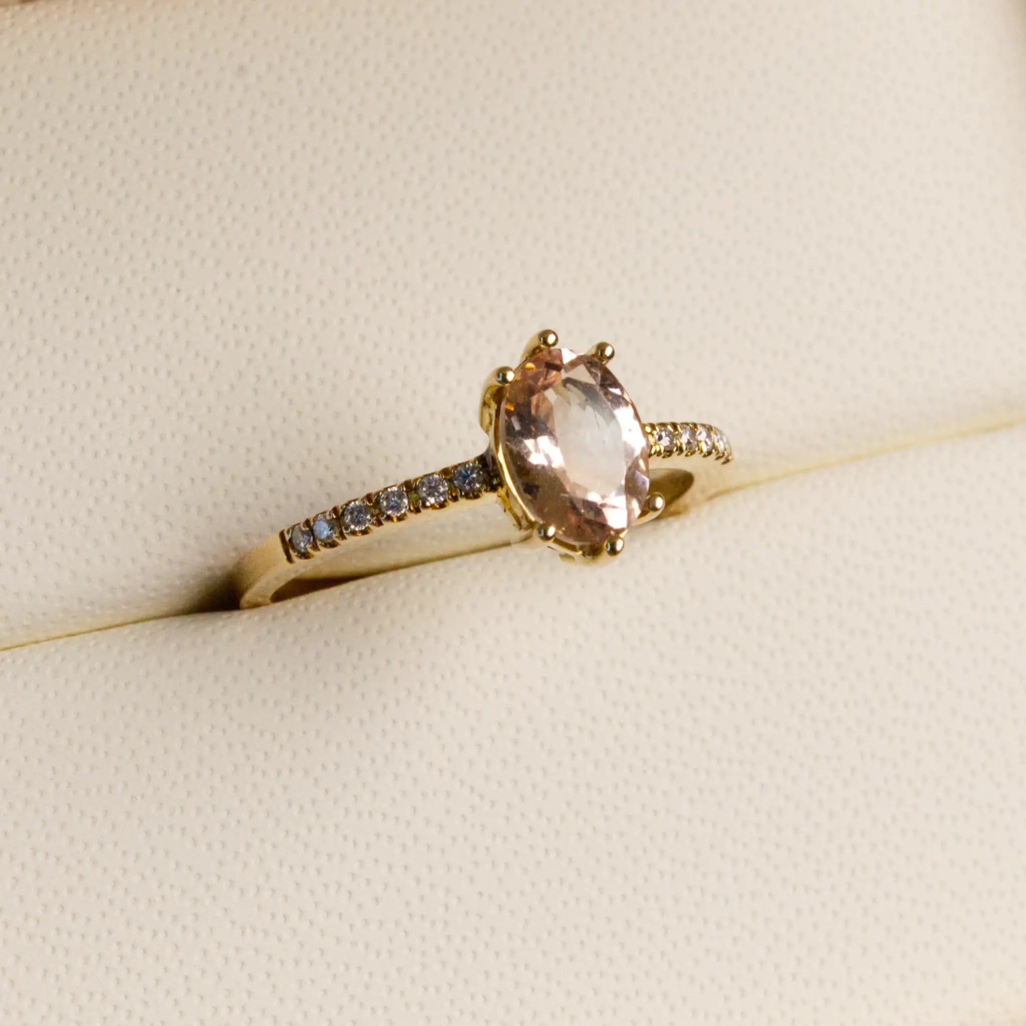 Morganite Solitaire diamond Band Ring