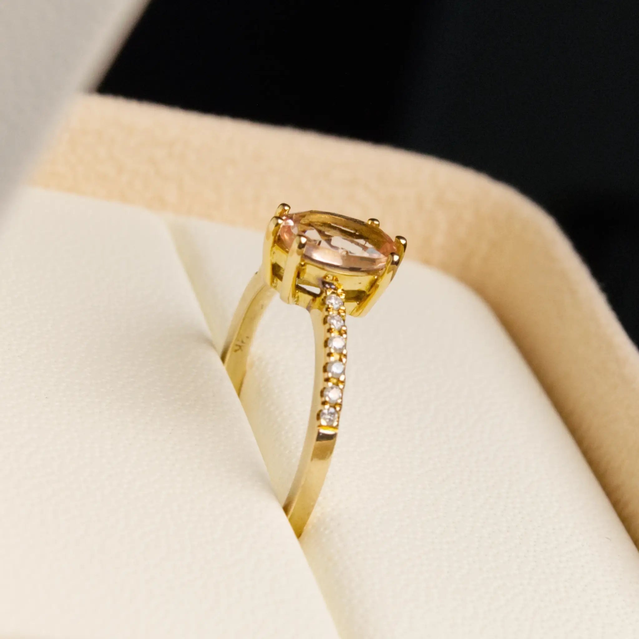 Morganite Solitaire diamond Band Ring