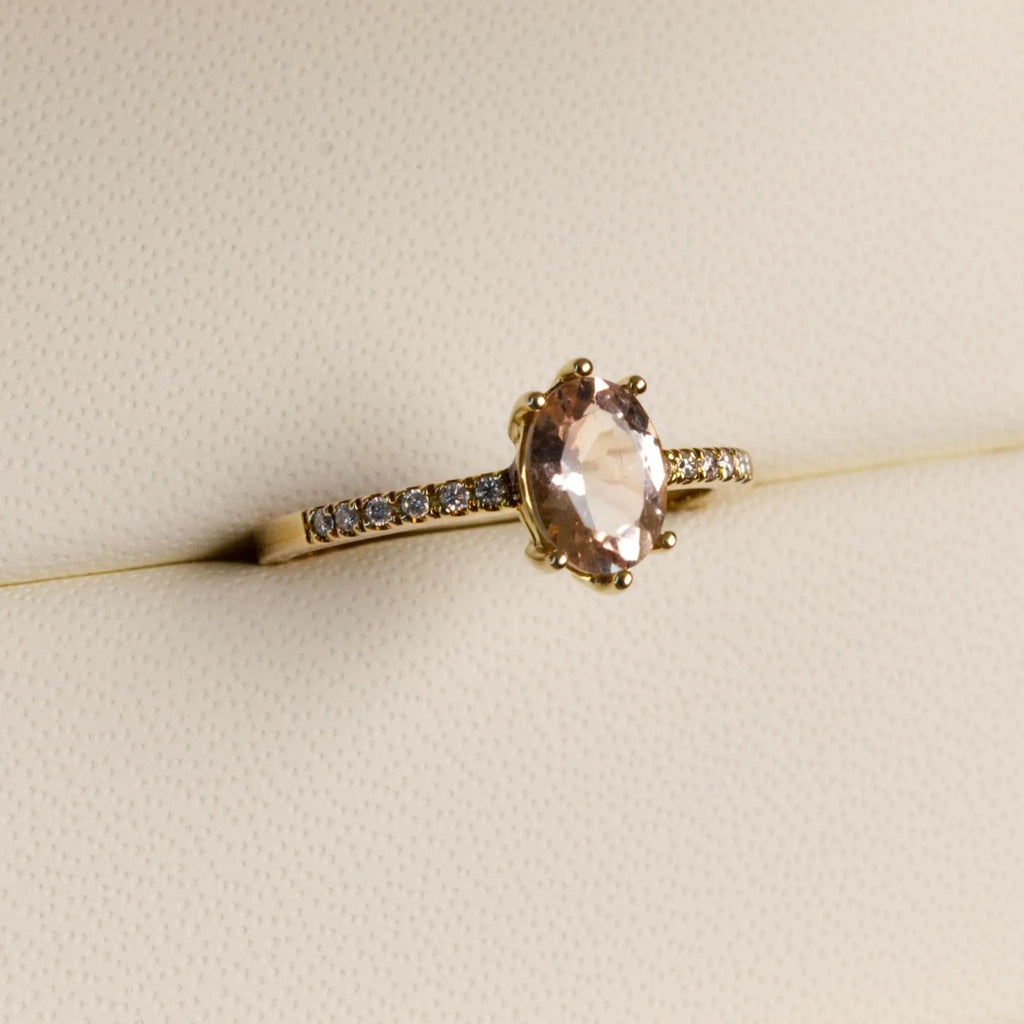 Morganite Solitaire diamond Band Ring