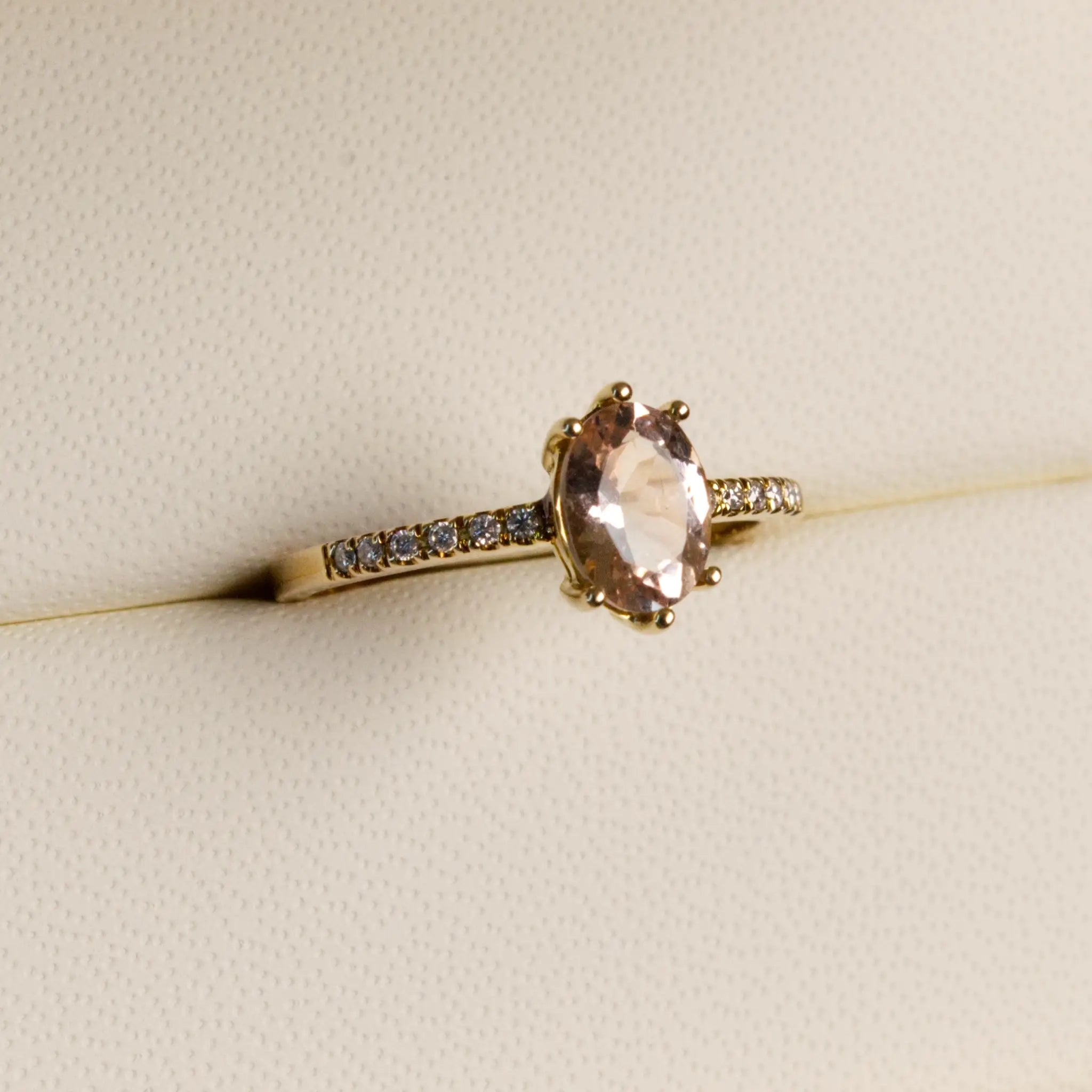 Morganite Solitaire diamond Band Ring