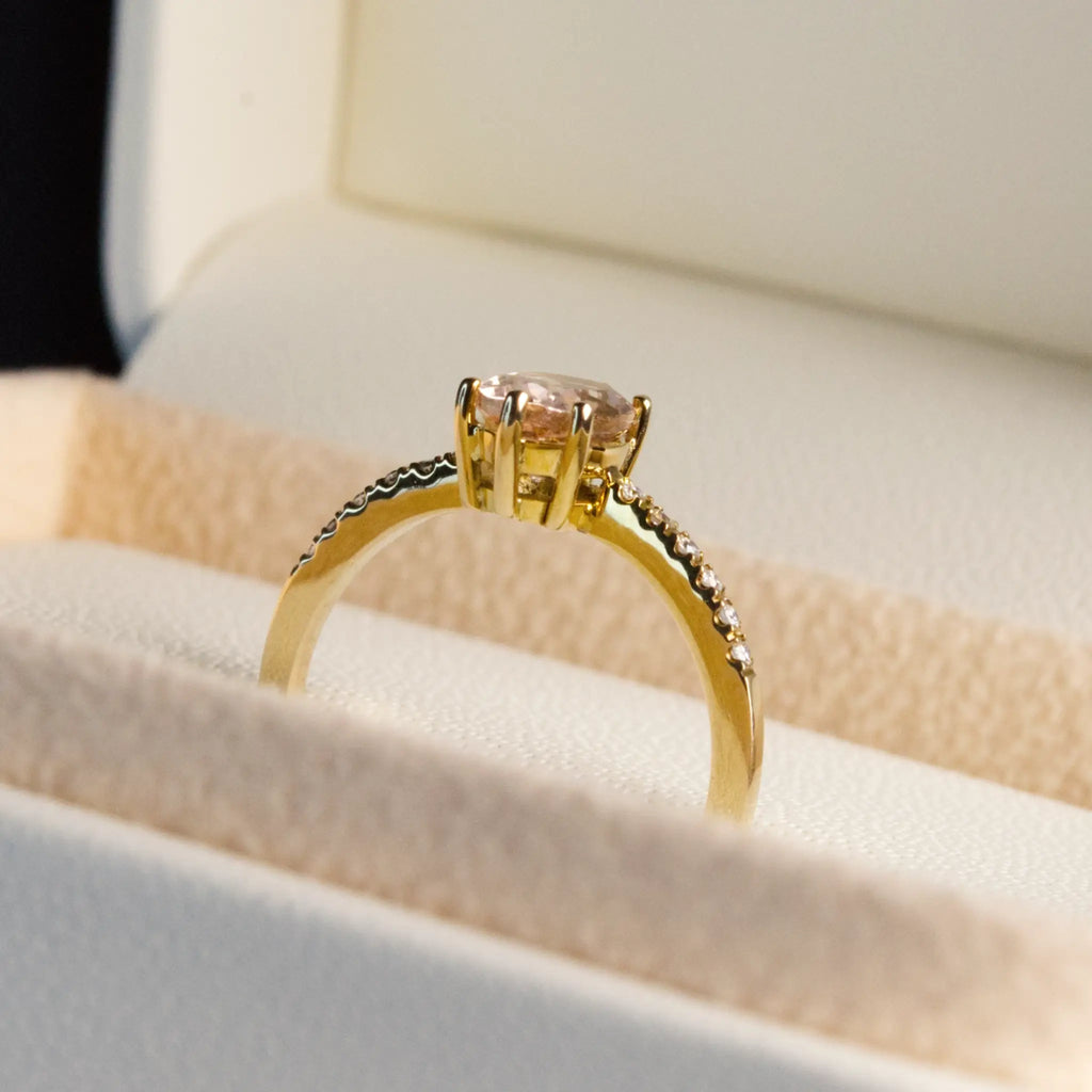 Morganite Solitaire diamond Band Ring