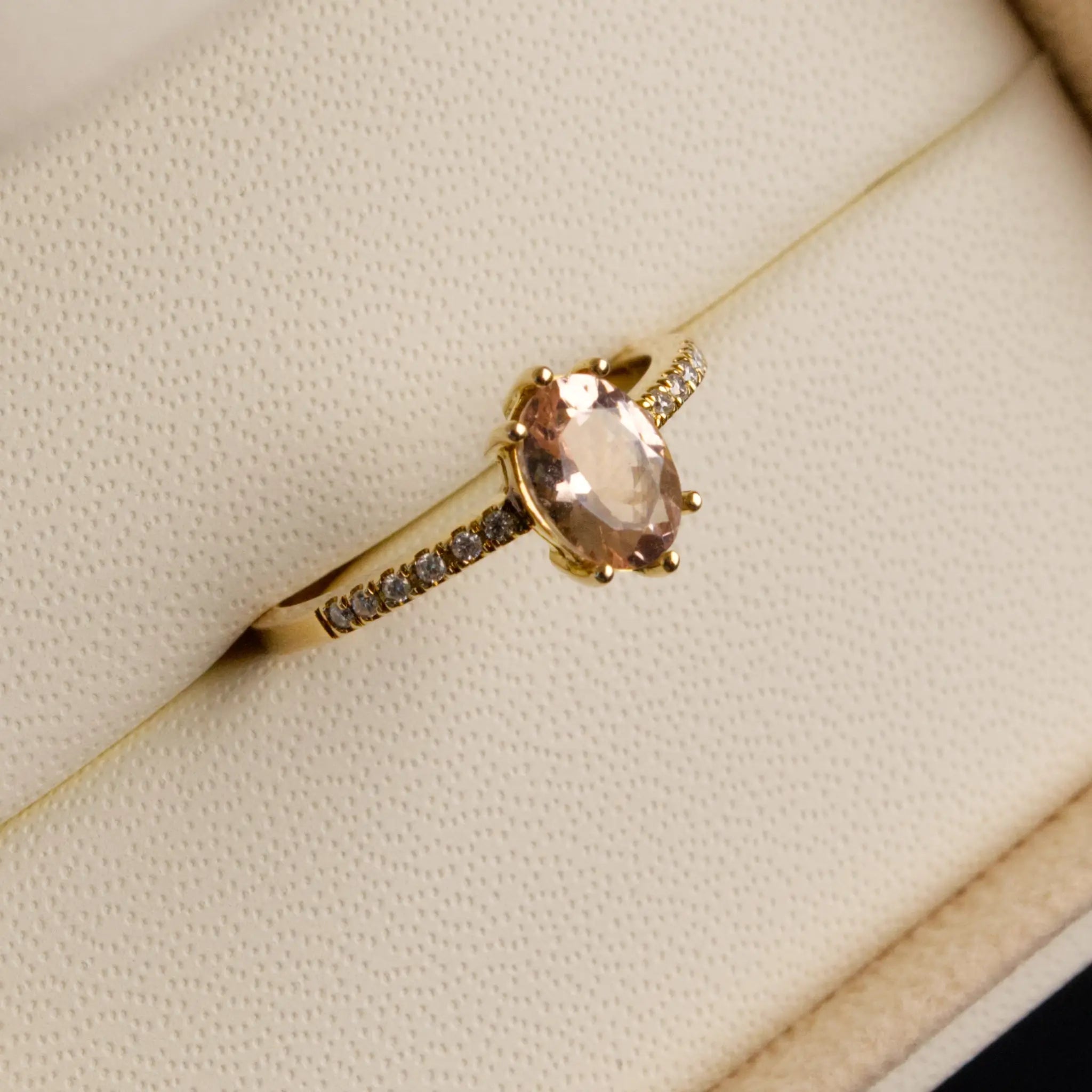 Morganite Solitaire diamond Band Ring