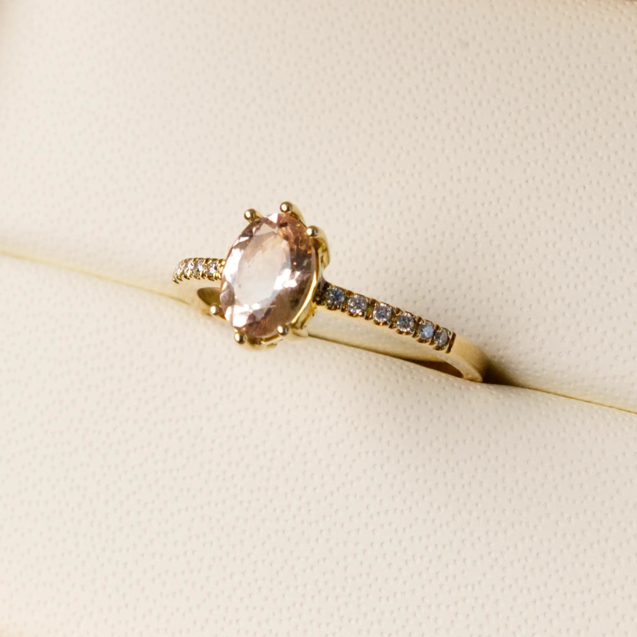 Morganite Solitaire diamond Band Ring