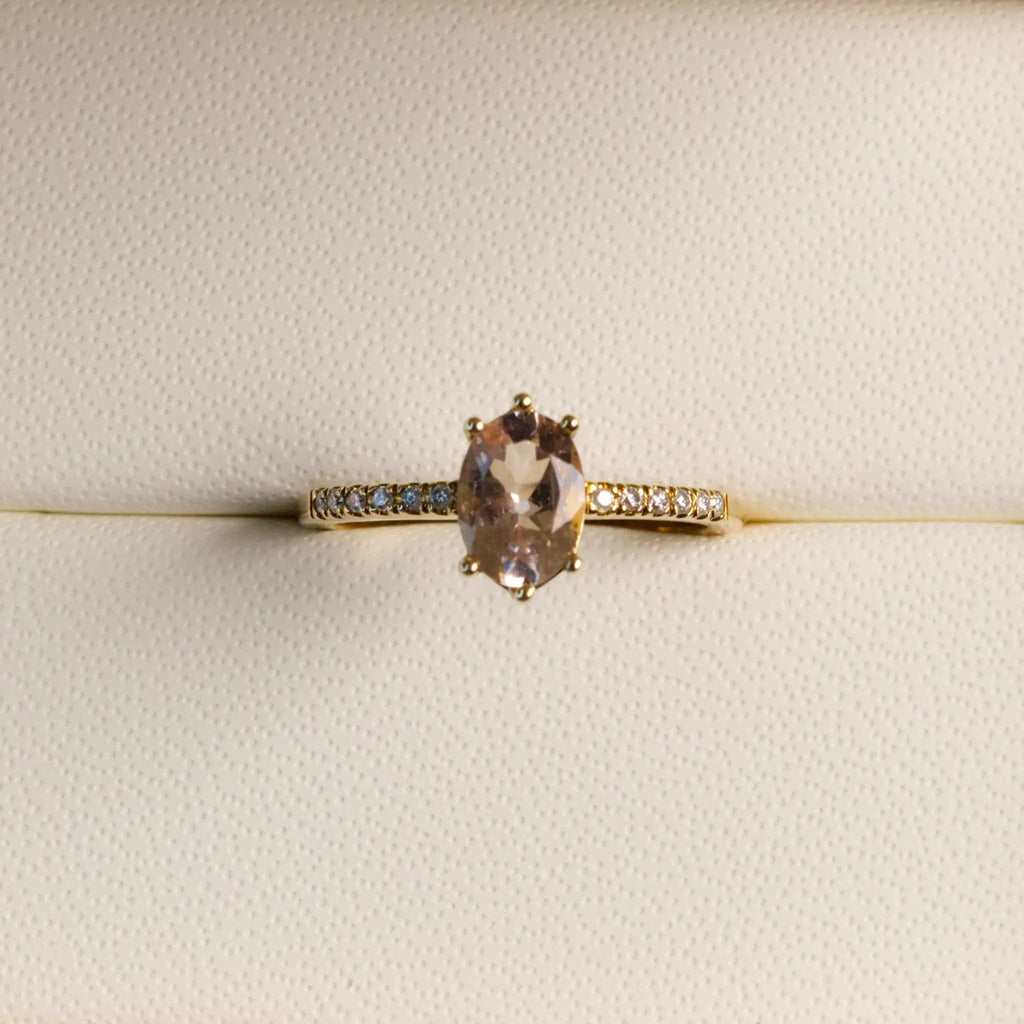 Morganite Solitaire diamond Band Ring