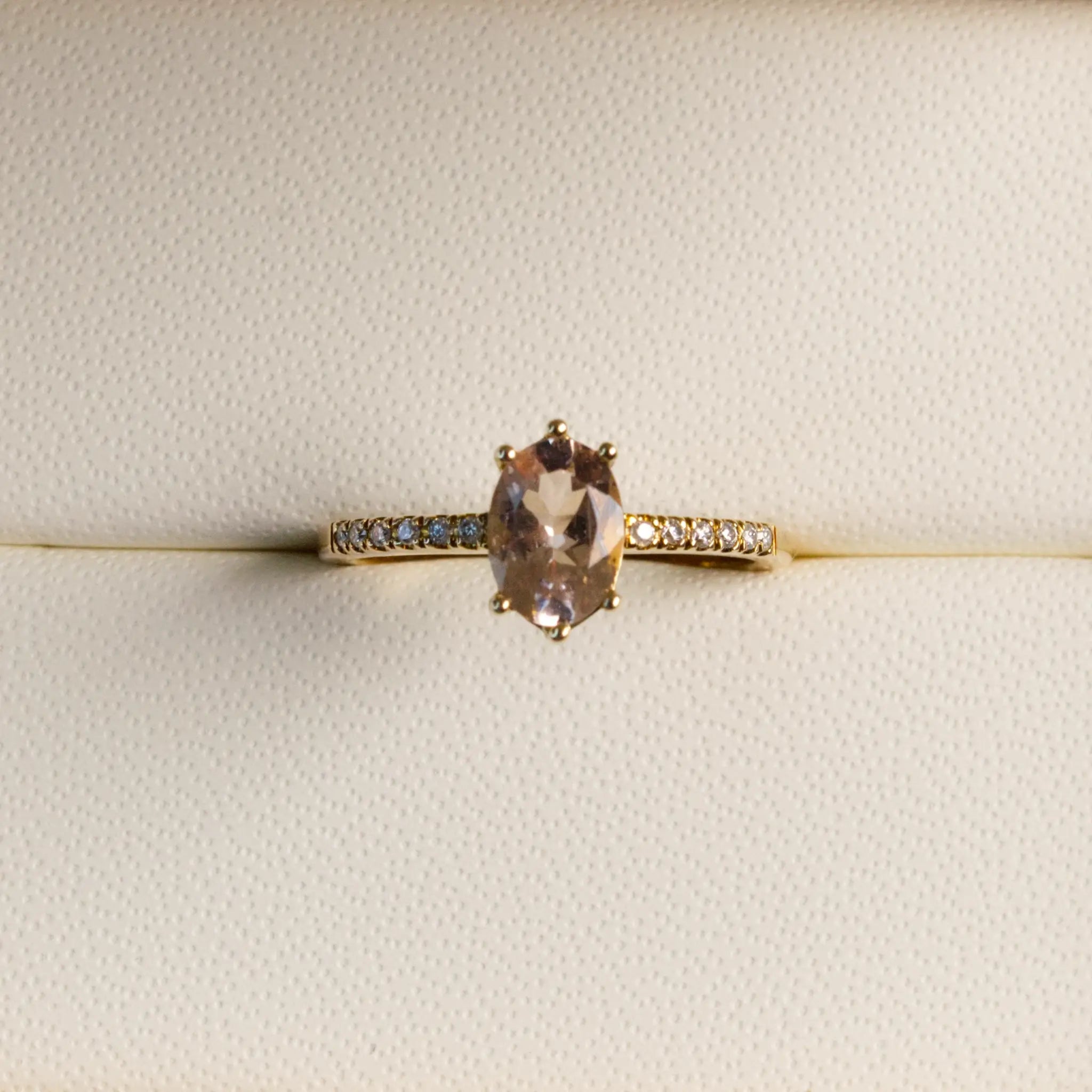 Morganite Solitaire diamond Band Ring