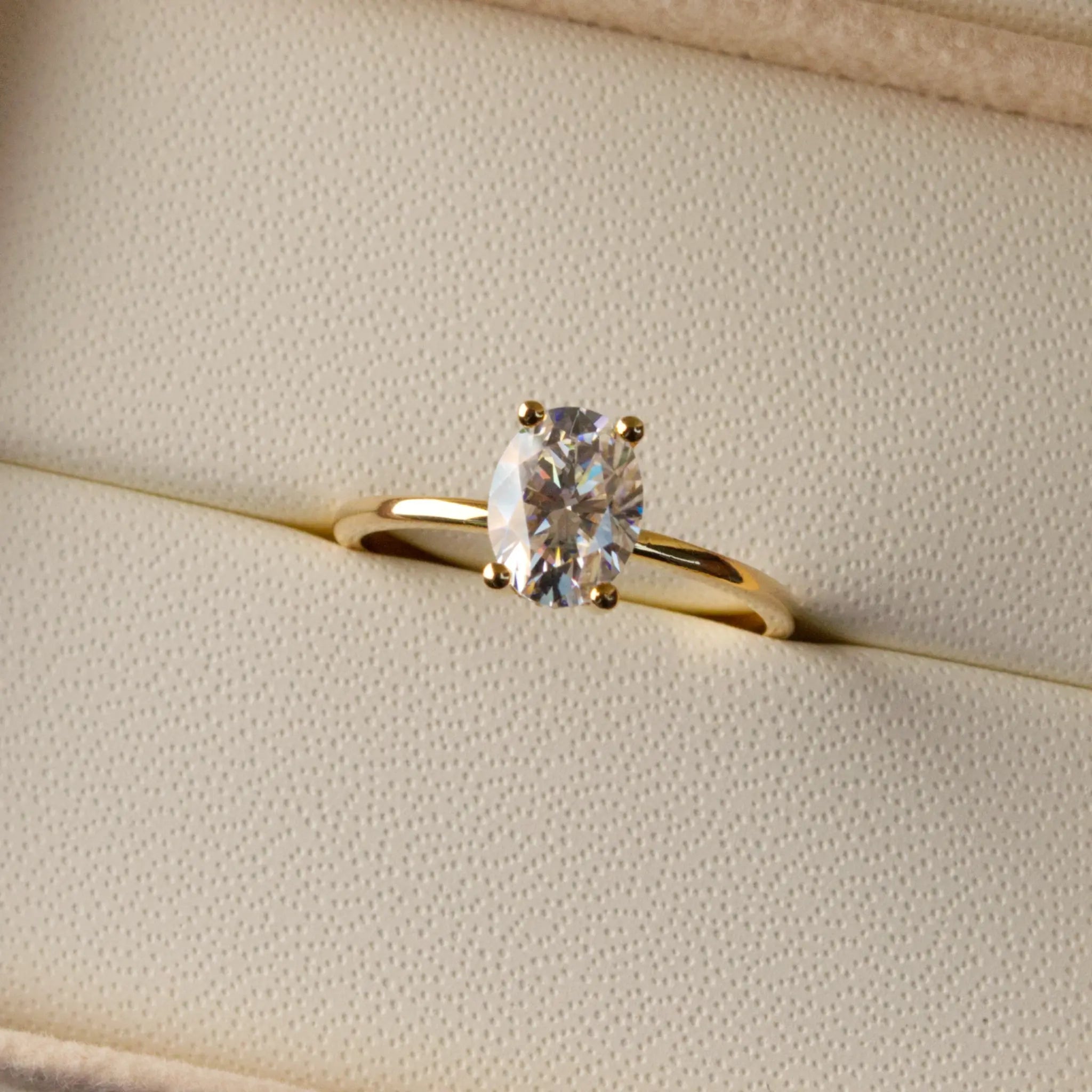 Oval and-Hidden Halo Solitaire Ring