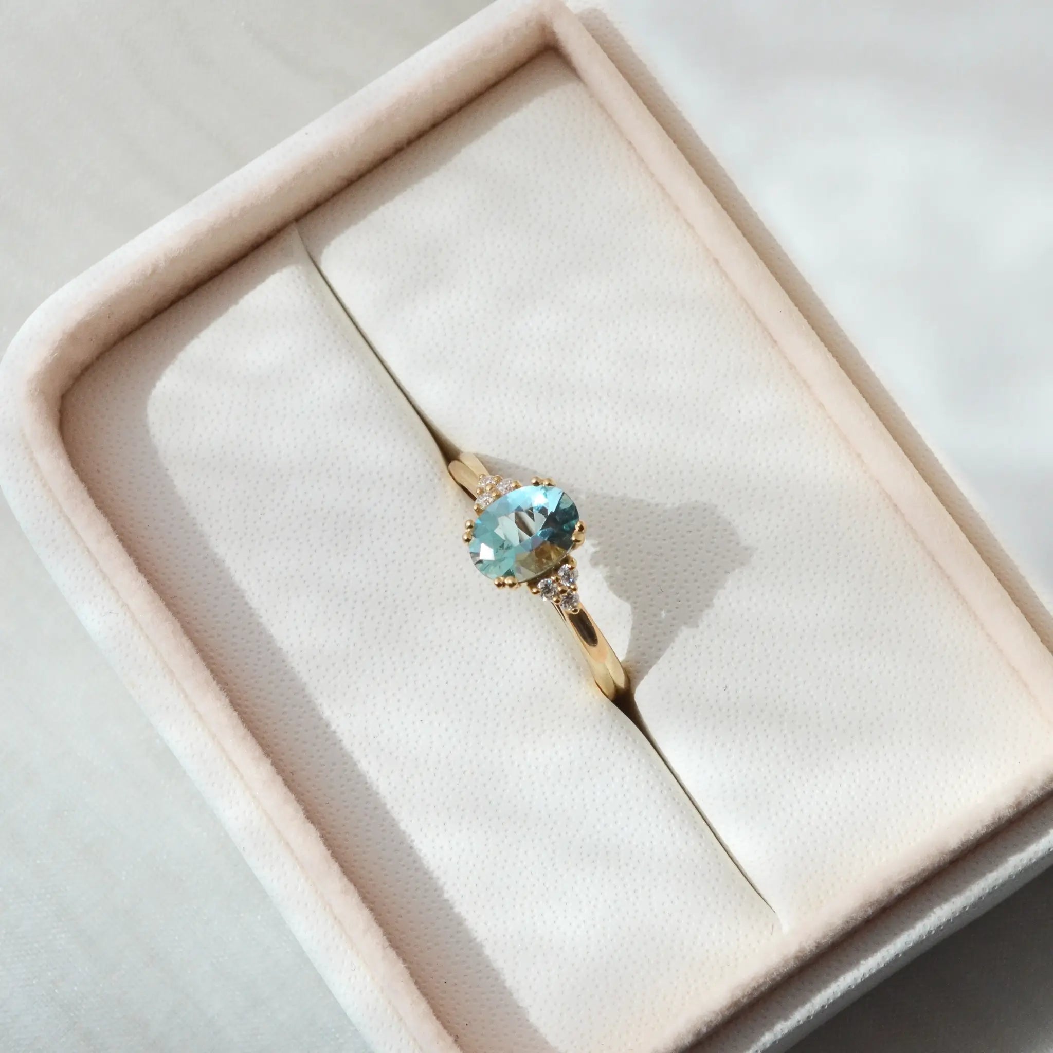 Aquamarine & Diamond Engagement Ring
