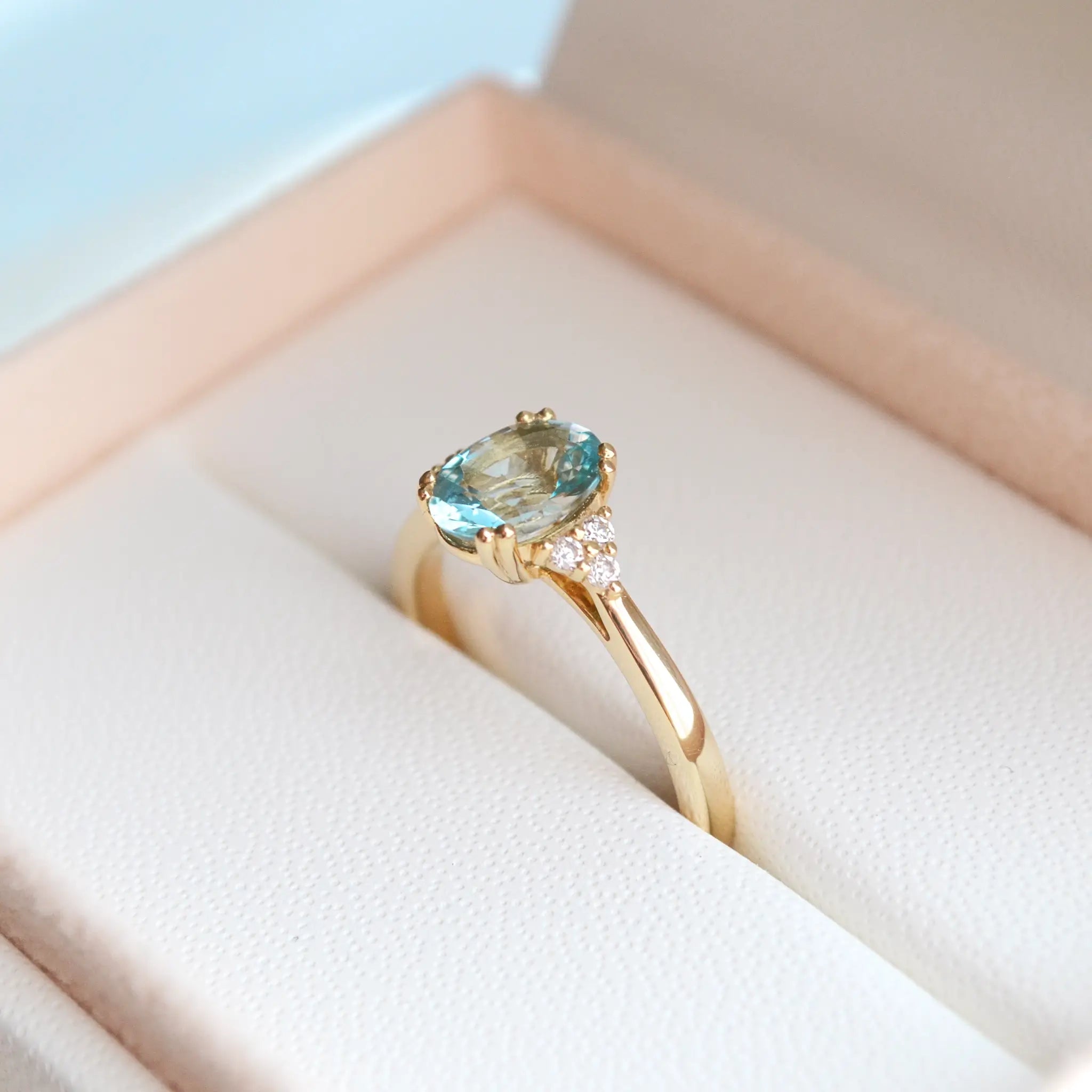 Aquamarine & Diamond Engagement Ring