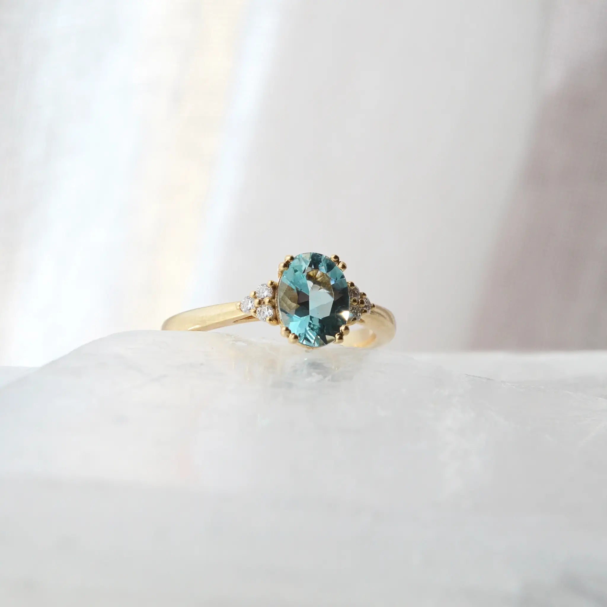 Aquamarine & Diamond Engagement Ring