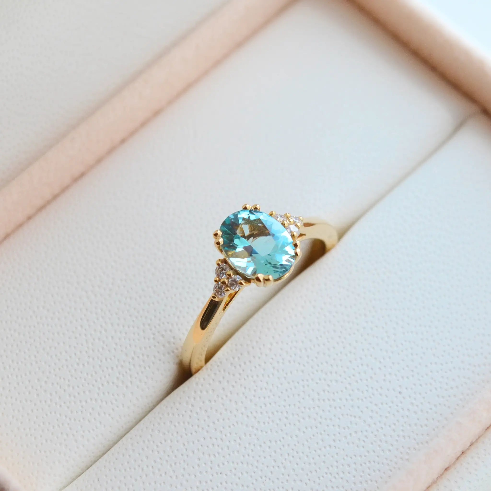 Aquamarine & Diamond Engagement Ring