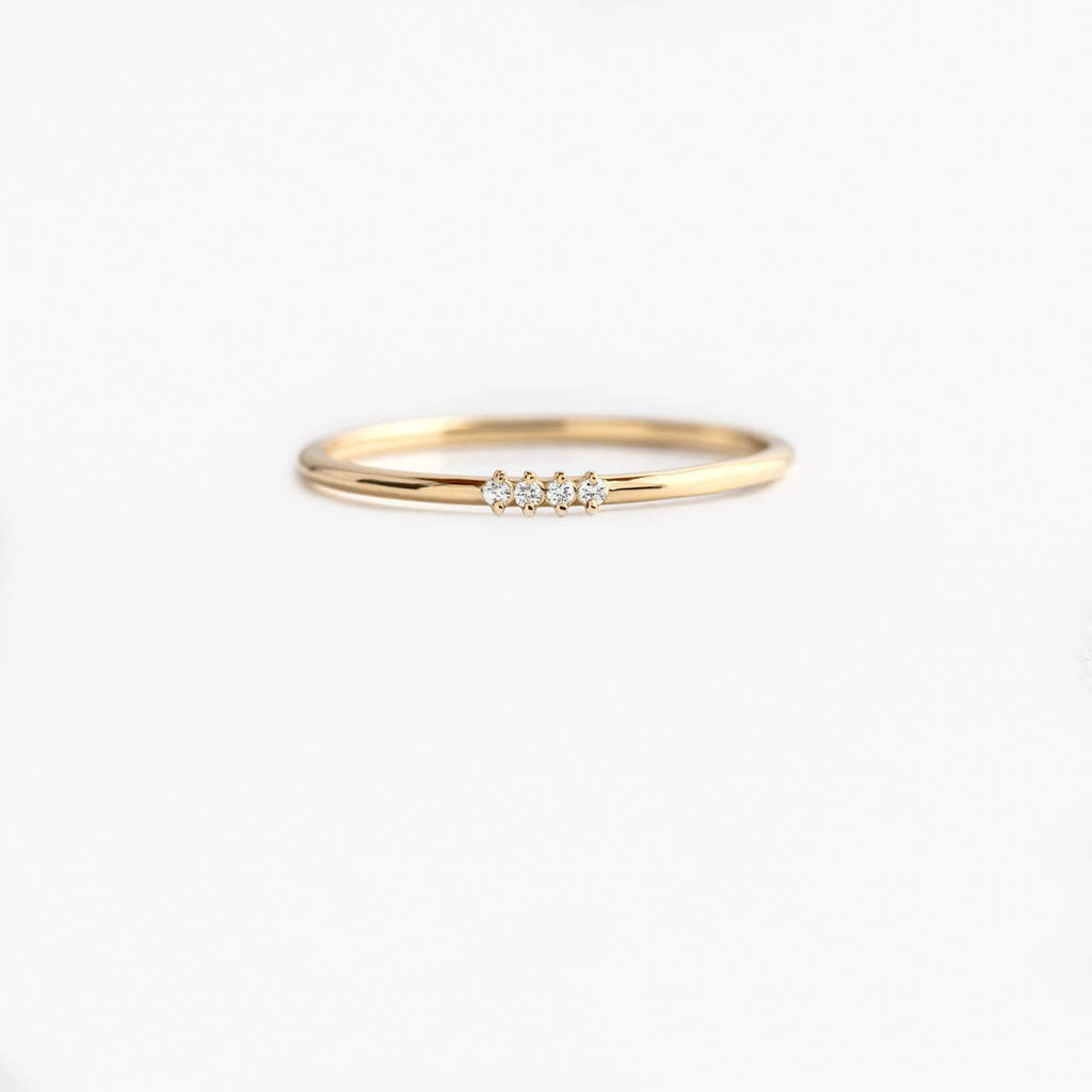 Morse Code Ring, Yellow Gold - Letter "H"