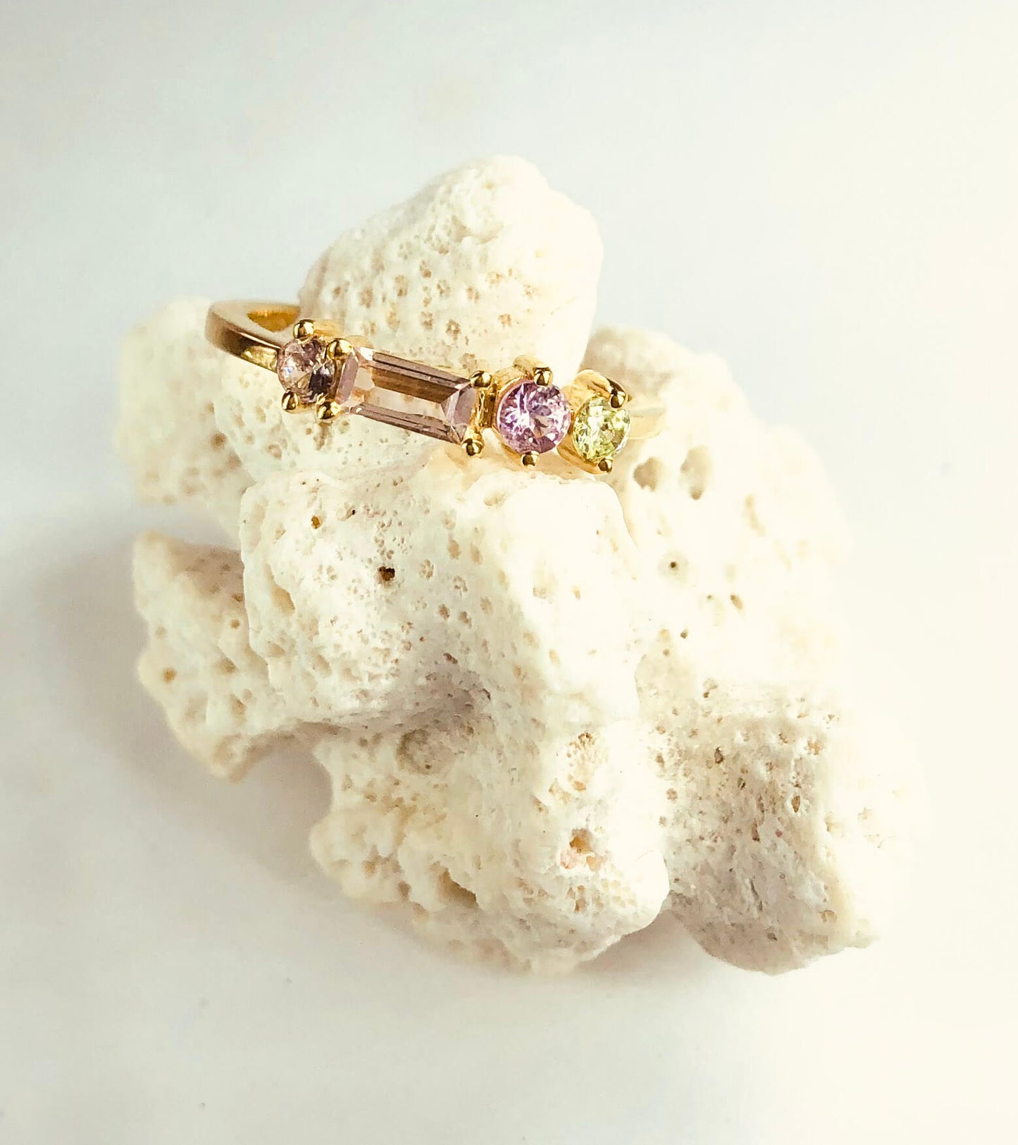 Pink Champagne Cluster Ring, 18k Gold Vermei