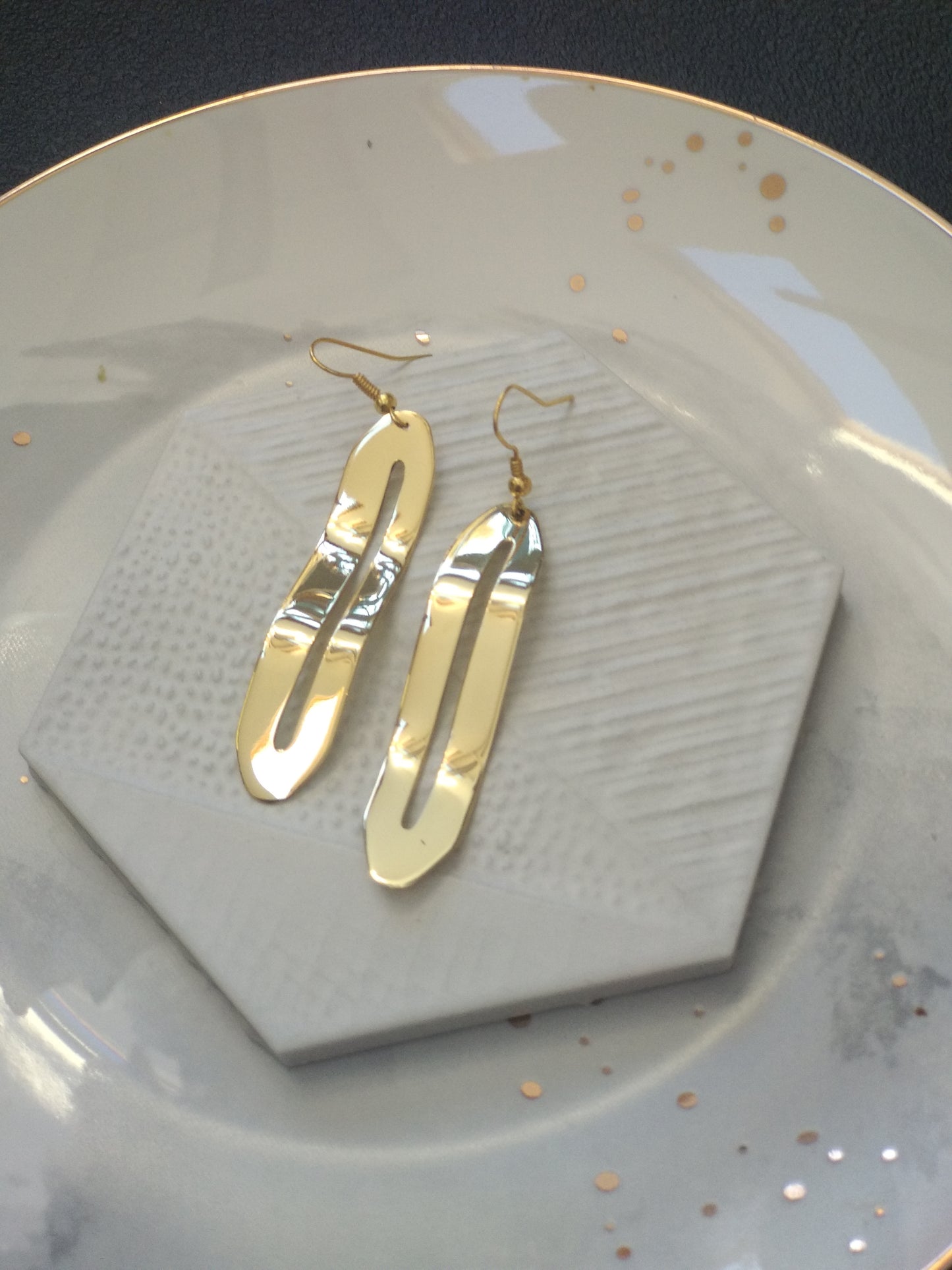 Wave Brass Dangle Earrings (cut-out)