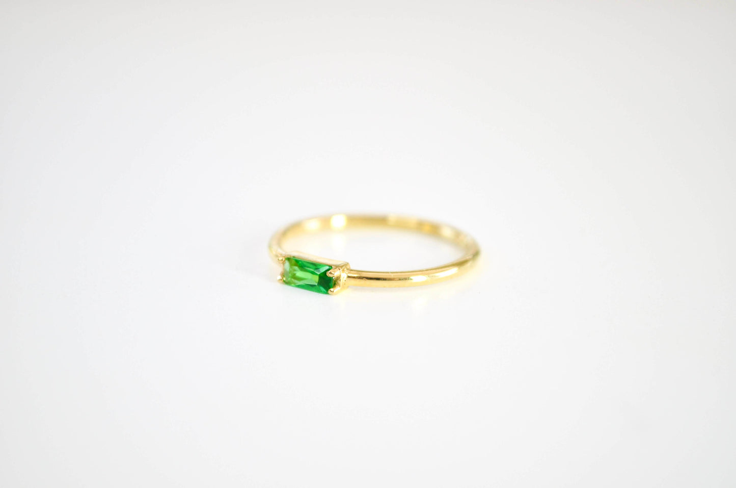 Olivine Baquette Ring, 18kt Gold Vermeil