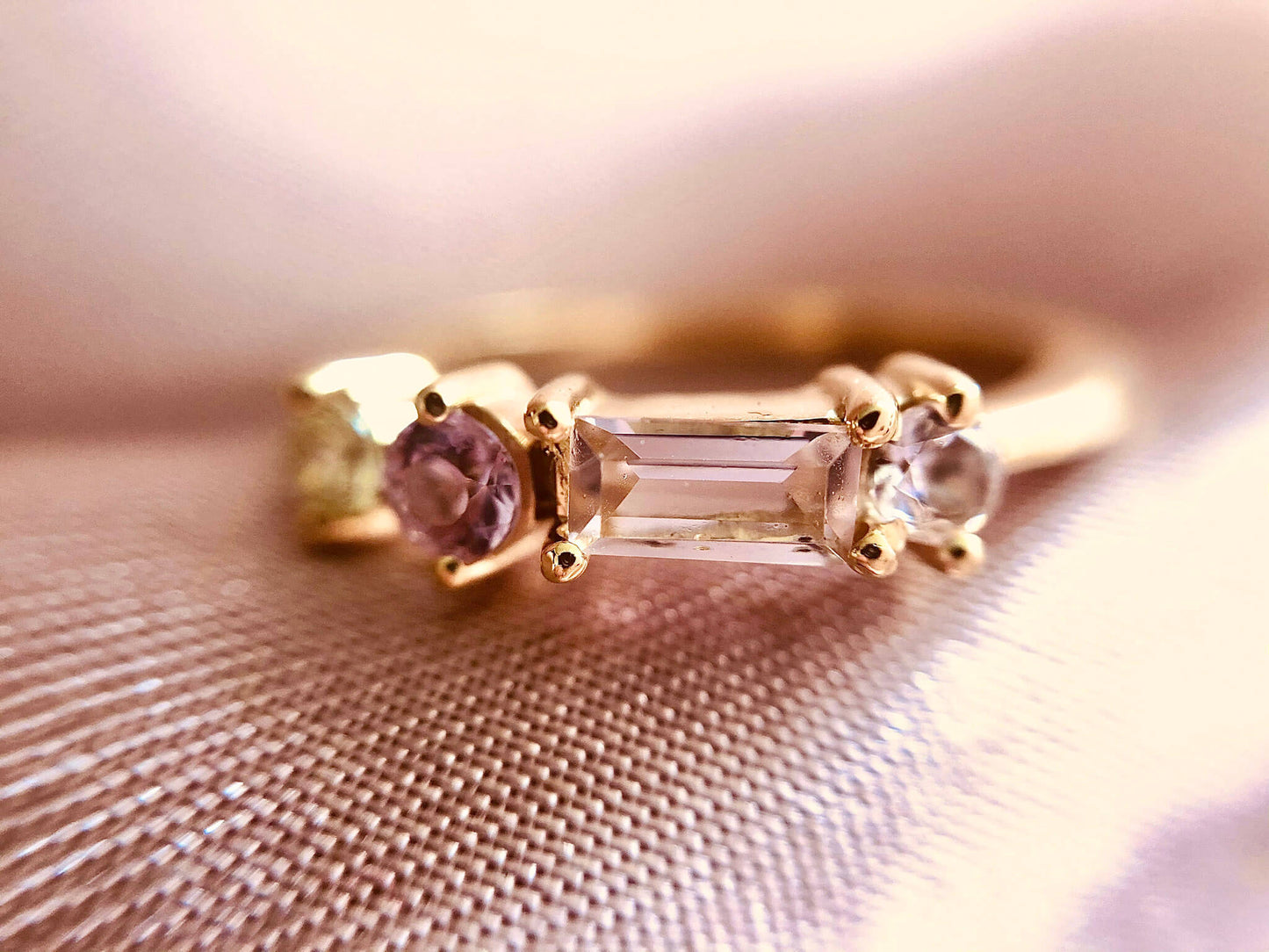 Pink Champagne Cluster Ring, 18k Gold Vermei