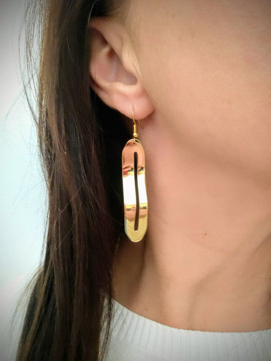 Wave Brass Dangle Earrings (cut-out)