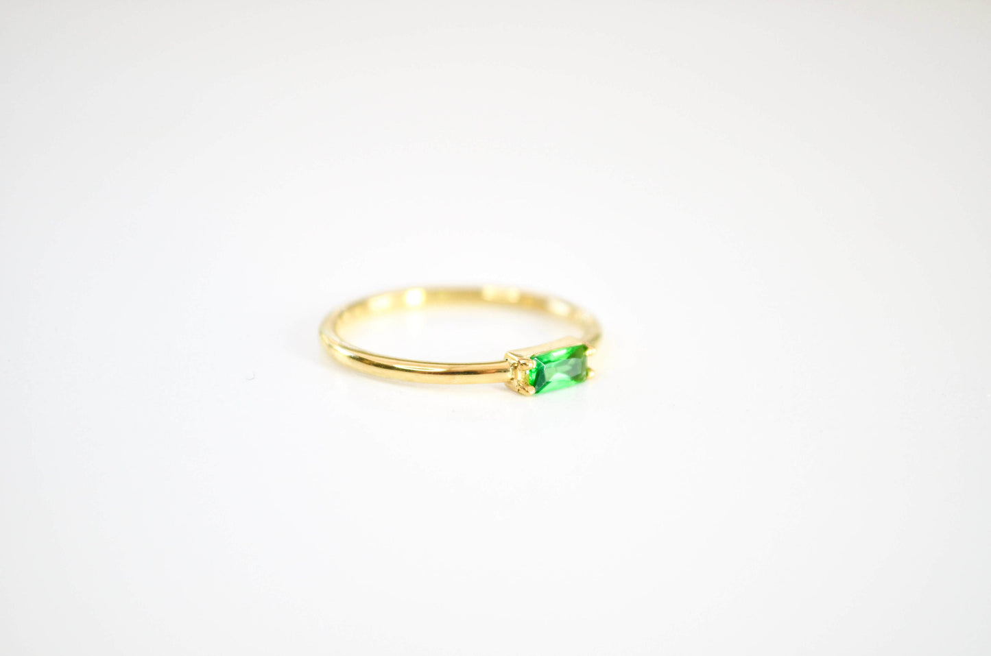 Olivine Baquette Ring, 18kt Gold Vermeil