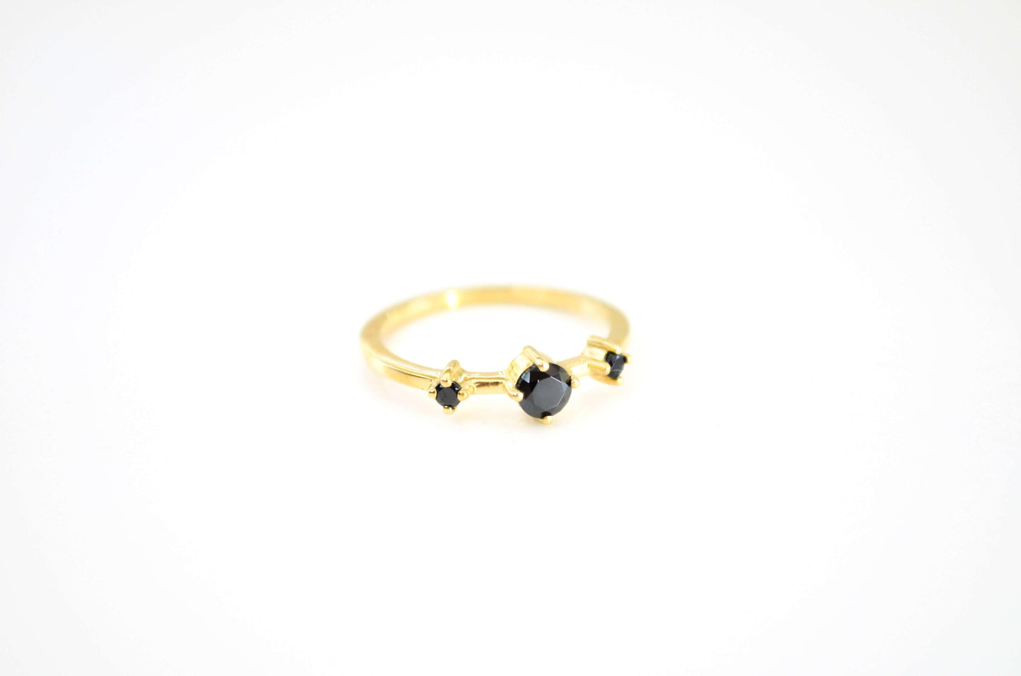 Black Opaque Cluster Ring, 18kt Gold Vermeil (plated)