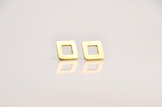 Minimlst Square Rounded Brass Earrings (Medium)