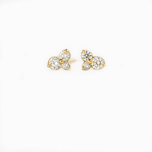 Trio Cluster Earrings, 9-18K Gold