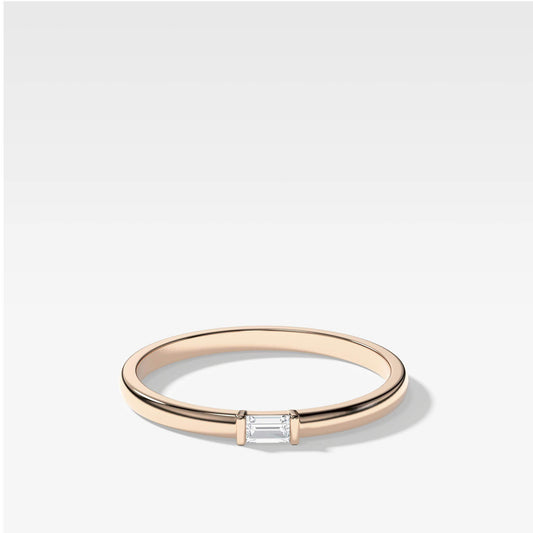 Single Baguette Broad Band, 9-18K Rose Gold