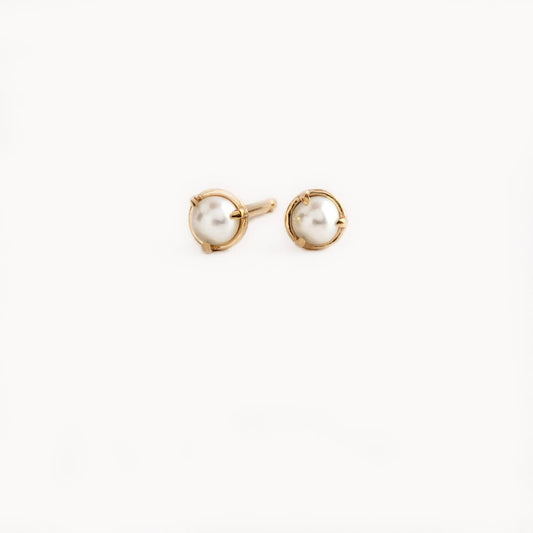 Pearl & Gold Studs, 9-18K Gold